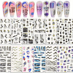 12 Pcs Marble Nail Art Stickers Wavy Line Nail Art Decals