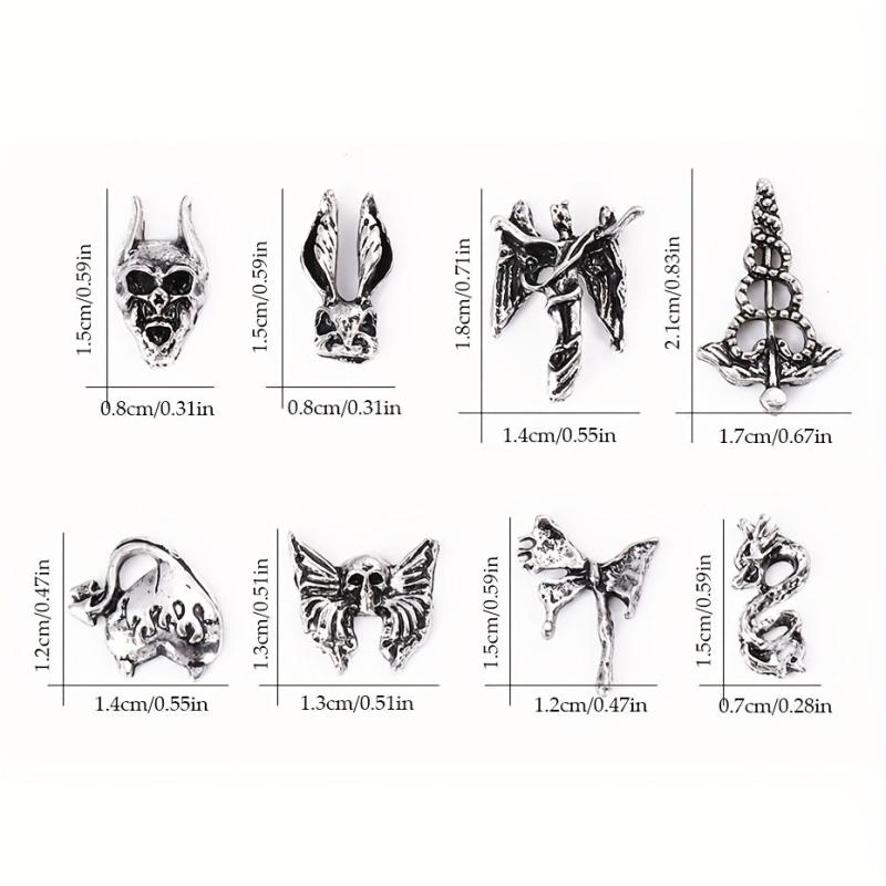 20pcs Halloween Nail Art Charms Alloy Skull Butterfly Rabbit DIY Nail Salon
