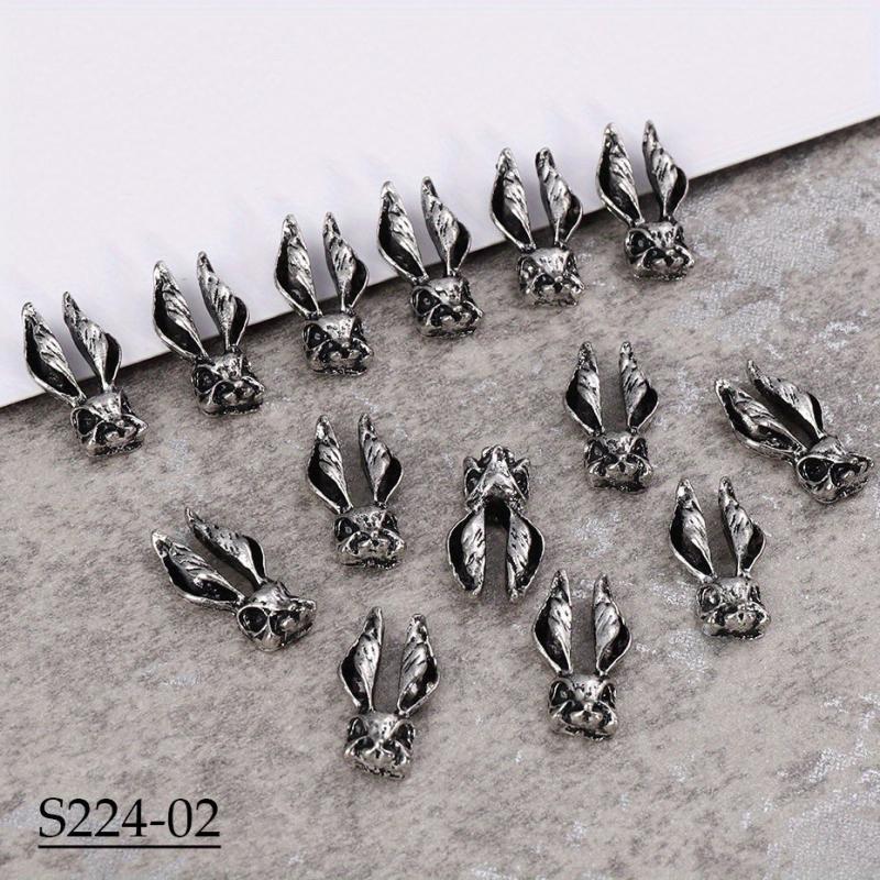 20pcs Halloween Nail Art Charms Alloy Skull Butterfly Rabbit DIY Nail Salon