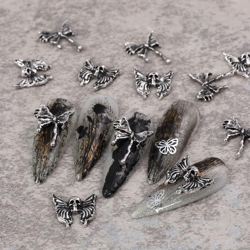 20pcs Halloween Nail Art Charms Alloy Skull Butterfly Rabbit DIY Nail Salon