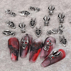 20pcs Halloween Nail Art Charms Alloy Skull Butterfly Rabbit DIY Nail Salon