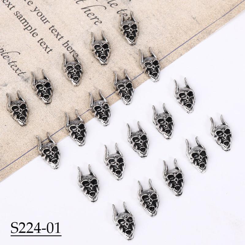 20pcs Halloween Nail Art Charms Alloy Skull Butterfly Rabbit DIY Nail Salon
