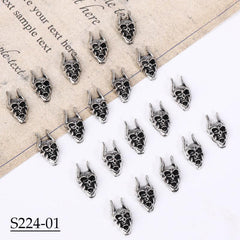 20pcs Halloween Nail Art Charms Alloy Skull Butterfly Rabbit DIY Nail Salon