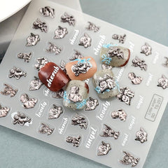 5D Embossed Angel Nail Art Stickers - Retro Nail Decals