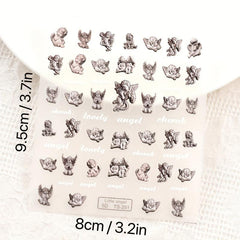 5D Embossed Angel Nail Art Stickers - Retro Nail Decals