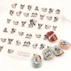 5D Embossed Angel Nail Art Stickers - Retro Nail Decals