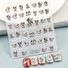 5D Embossed Angel Nail Art Stickers - Retro Nail Decals