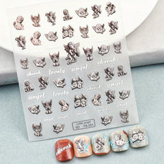 5D Embossed Angel Nail Art Stickers - Retro Nail Decals
