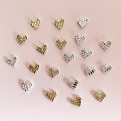 Silver 3D Heart Nail Charms for DIY Nail Art