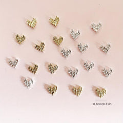 Silver 3D Heart Nail Charms for DIY Nail Art