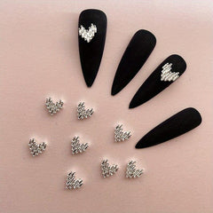 Silver 3D Heart Nail Charms for DIY Nail Art