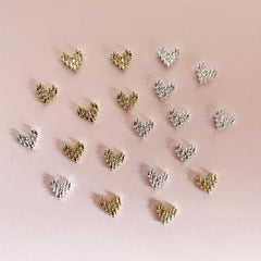 Silver 3D Heart Nail Charms for DIY Nail Art