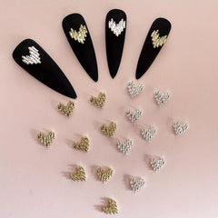 Silver 3D Heart Nail Charms for DIY Nail Art