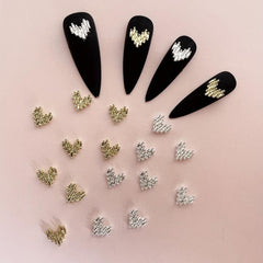 Silver 3D Heart Nail Charms for DIY Nail Art