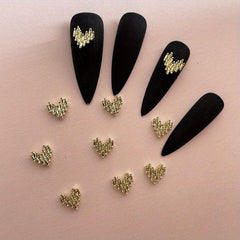 Silver 3D Heart Nail Charms for DIY Nail Art