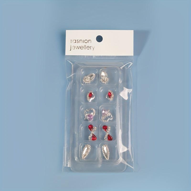 10pcs 3D Rhinestone Nail Charms Alloy Nail Gem Accessories