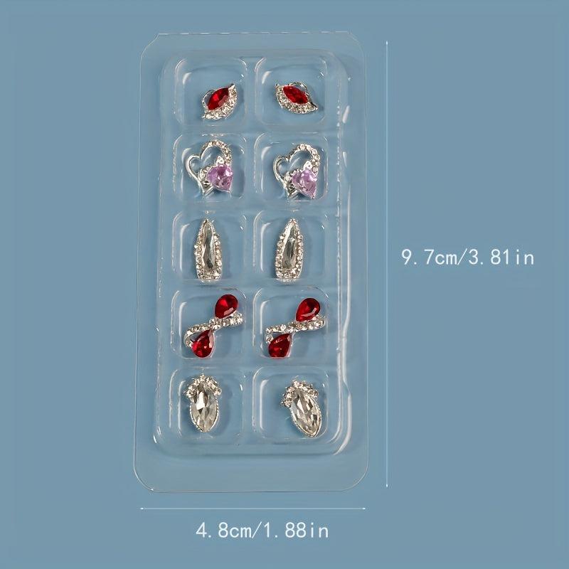 10pcs 3D Rhinestone Nail Charms Alloy Nail Gem Accessories