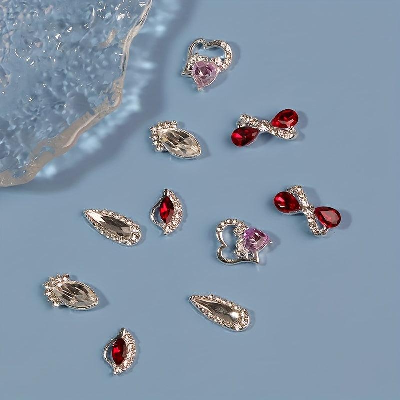 10pcs 3D Rhinestone Nail Charms Alloy Nail Gem Accessories
