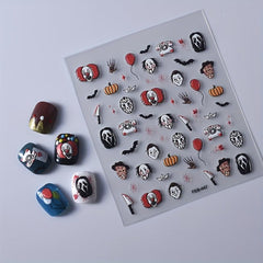 Halloween Holiday 5D Nail Art Stickers Pumpkin Bat 3D Decoration Decals