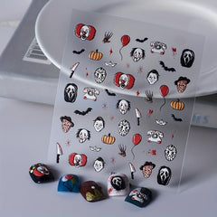 Halloween Holiday 5D Nail Art Stickers Pumpkin Bat 3D Decoration Decals