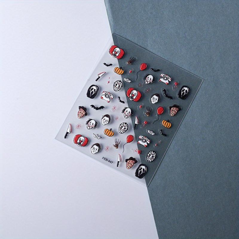 Halloween Holiday 5D Nail Art Stickers Pumpkin Bat 3D Decoration Decals