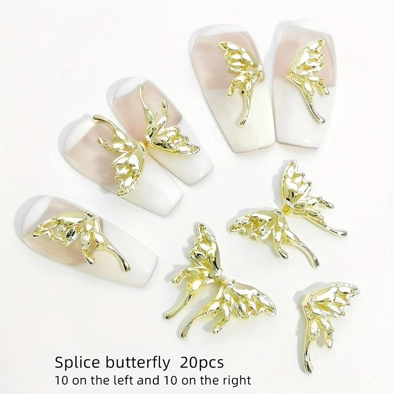 10pcs 3D Butterfly Nail Art Charms with Rhinestone Nail Art Accessories
