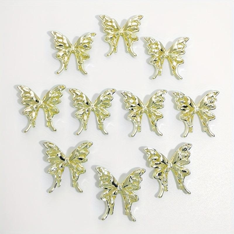 10pcs 3D Butterfly Nail Art Charms with Rhinestone Nail Art Accessories