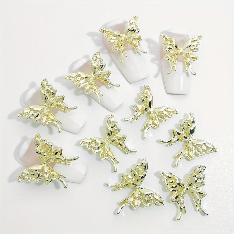 10pcs 3D Butterfly Nail Art Charms with Rhinestone Nail Art Accessories