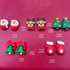 10pcs Christmas Nail Charms 3D Resin Santa Claus Christmas Tree Bell Elk Glove