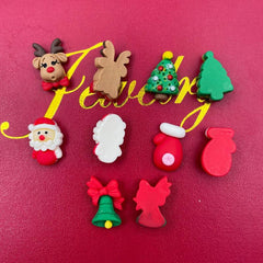 10pcs Christmas Nail Charms 3D Resin Santa Claus Christmas Tree Bell Elk Glove