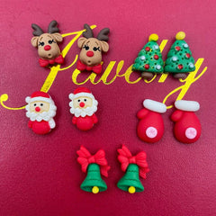 10pcs Christmas Nail Charms 3D Resin Santa Claus Christmas Tree Bell Elk Glove