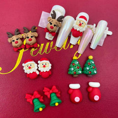 10pcs Christmas Nail Charms 3D Resin Santa Claus Christmas Tree Bell Elk Glove