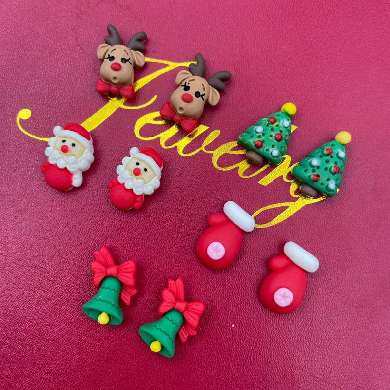 10pcs Christmas Nail Charms 3D Resin Santa Claus Christmas Tree Bell Elk Glove