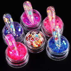 6 pcs Mermaid Nail Art Sequins Glitter for Spring Summer Nail Decor