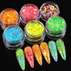 6 pcs Mermaid Nail Art Sequins Glitter for Spring Summer Nail Decor