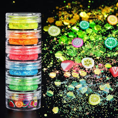 6 pcs Mermaid Nail Art Sequins Glitter for Spring Summer Nail Decor