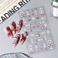 5D Halloween Nail Art Stickers Devil Horror Spider Web Blood Skull & More