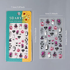 5D Halloween Nail Art Stickers Devil Horror Spider Web Blood Skull & More
