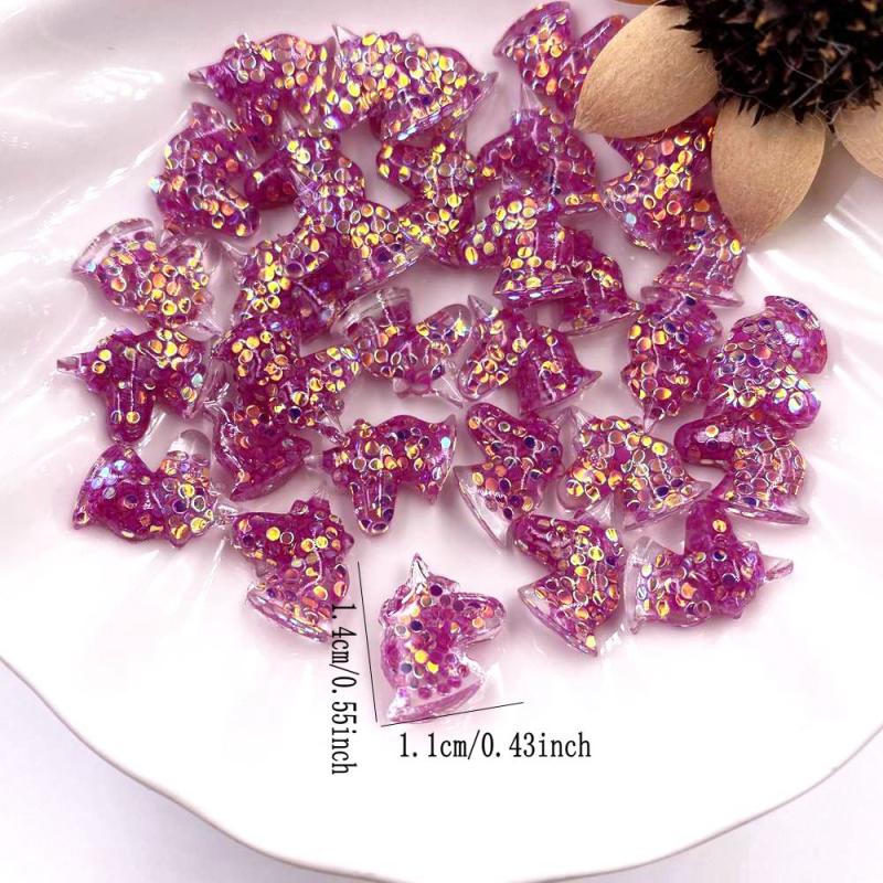 30pcs Unicorn Nail Art Charms with Rhinestones for DIY or Salon