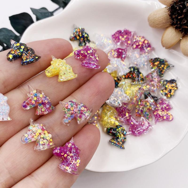 30pcs Unicorn Nail Art Charms with Rhinestones for DIY or Salon
