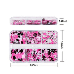 6 Grids Pink Nail Sequins Set Retro Charms Manicure Supplies