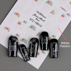 Halloween Nail Art Stickers Butterfly Skull Luminous 3D Glue Nail Stickers