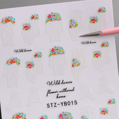 Halloween Nail Art Stickers Butterfly Skull Luminous 3D Glue Nail Stickers