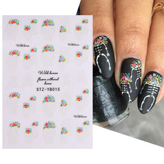 Halloween Nail Art Stickers Butterfly Skull Luminous 3D Glue Nail Stickers