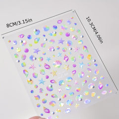 5D Embossed Nail Art Stickers with Pearls & Aurora Shell - DIY Nail Decor