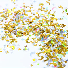 Moon Star Nail Glitter Sequins 3D Nail Art Decor Holographic Stars Moon Shape