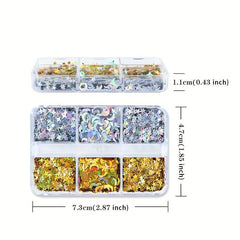 Moon Star Nail Glitter Sequins 3D Nail Art Decor Holographic Stars Moon Shape
