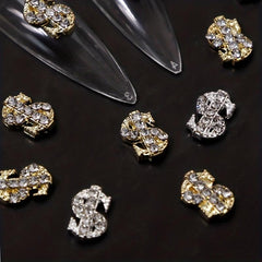 3D Dollar Sign Nail Art Charms Metal Alloy Dollars Nail Art Decoration