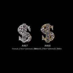 3D Dollar Sign Nail Art Charms Metal Alloy Dollars Nail Art Decoration