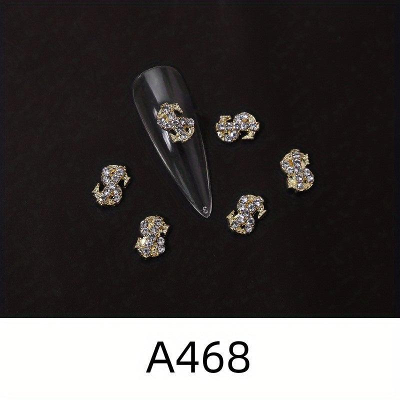 3D Dollar Sign Nail Art Charms Metal Alloy Dollars Nail Art Decoration